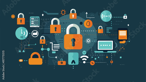 Security system concept with padlock icons design vector