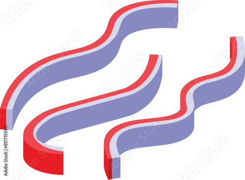 Modern vector illustration featuring threedimensional curved lines in red and blue