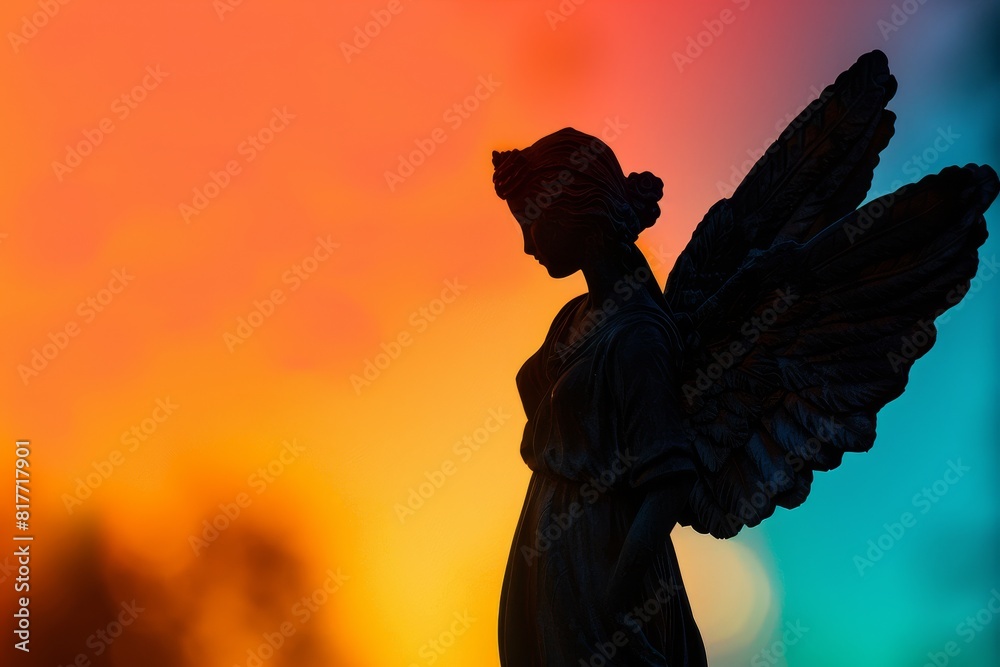 Fototapeta premium A woman is depicted as an angel with wings