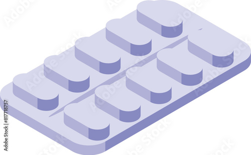3d isometric illustration of a medication blister pack, ideal for healthcare themes