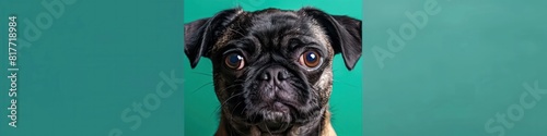 Cute Pug A Flat Design Showcasing a Whimsical Pet with Expressive Eyes photo