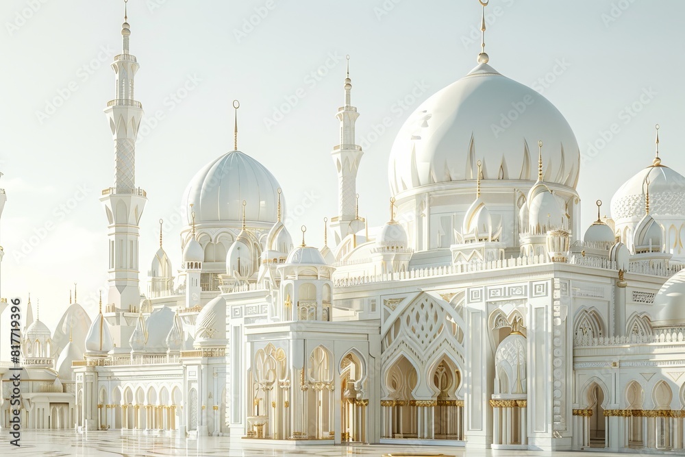 Obraz premium A large, white building with many arches and pillars