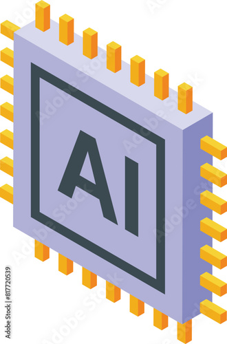 3d isometric illustration of a microprocessor chip with the letters ai, symbolizing artificial intelligence