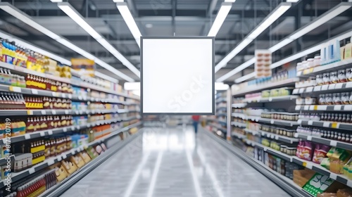 Blank advertising mockup for advertisement at the supermarket