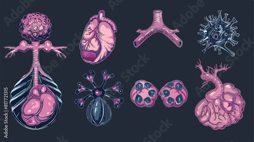 set of five cancer breast items Vector style vector design