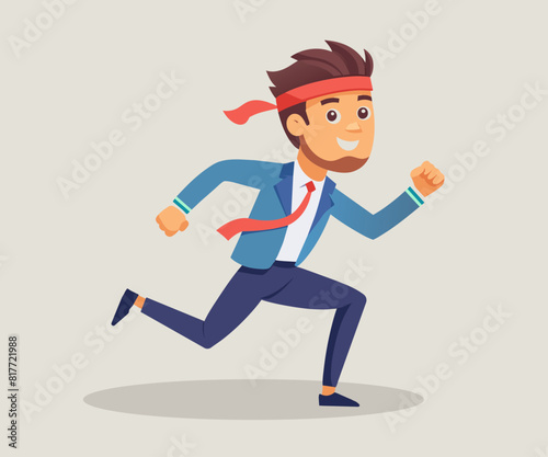 Businessman running fast. Motivation and effort
