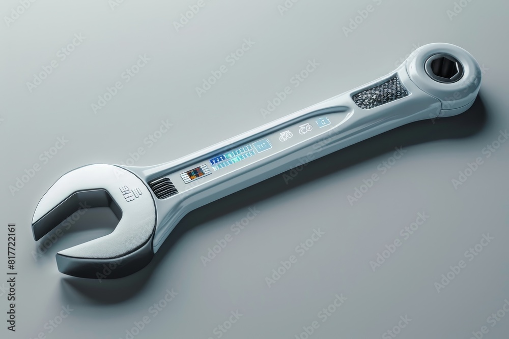 Obraz premium Engineer's wrench in electronic style