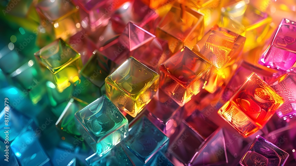 Colorful glass cubes arranged in rainbow pattern Colorful glass cubes arranged in rainbow pattern