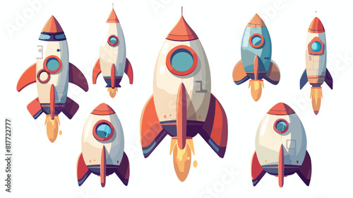 set of icons with space rocket Vector style vector design