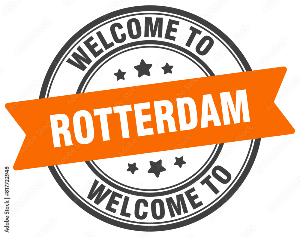 Fototapeta premium Welcome to Rotterdam stamp. Rotterdam round sign