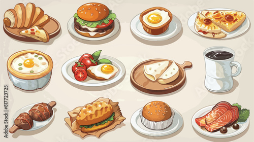 Set of nice food items Vector style vector design illustration