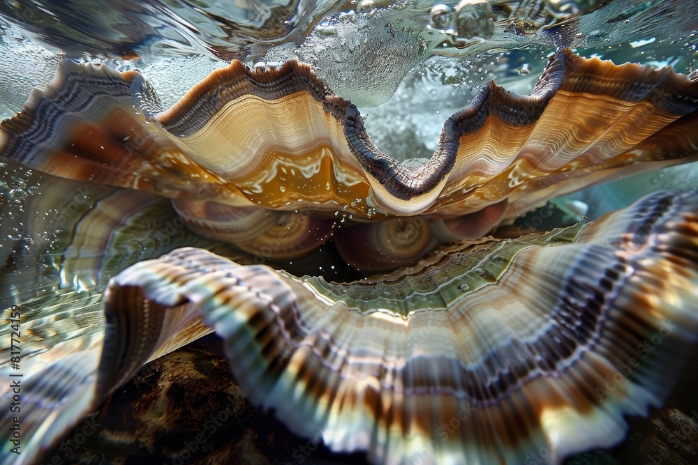 Giant colorful clams that live on the seabed. Giant colorful clams that live on the seabed.