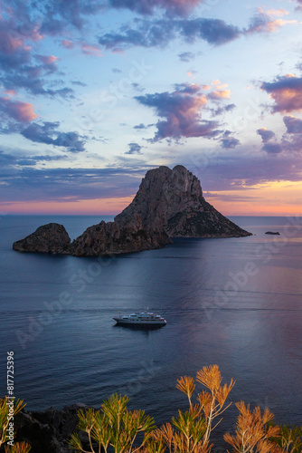 Es Vedra island is an idyllic place to sail and watch the sunset, Sant Josep de Sa Talaia, Ibiza, Balearic Islands, Spain