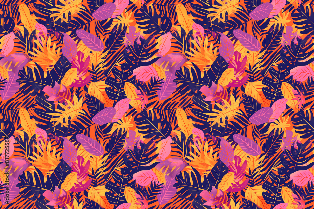 Bold colorful tropical leaf pattern Bold colorful tropical leaf pattern