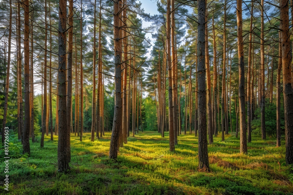 Forest landscape with tall trees Forest landscape with tall trees