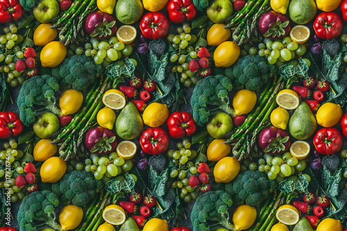 A colorful assortment of fruits and vegetables  including apples  oranges