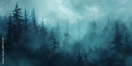 Ethereal misty forest