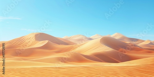 Desert sand dunes under a clear blue sky