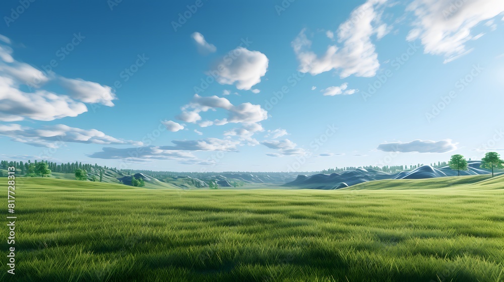 Fototapeta premium green field background with grass and sky