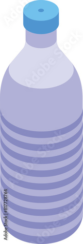 3d isometric illustration of a purple plastic water bottle with a blue cap