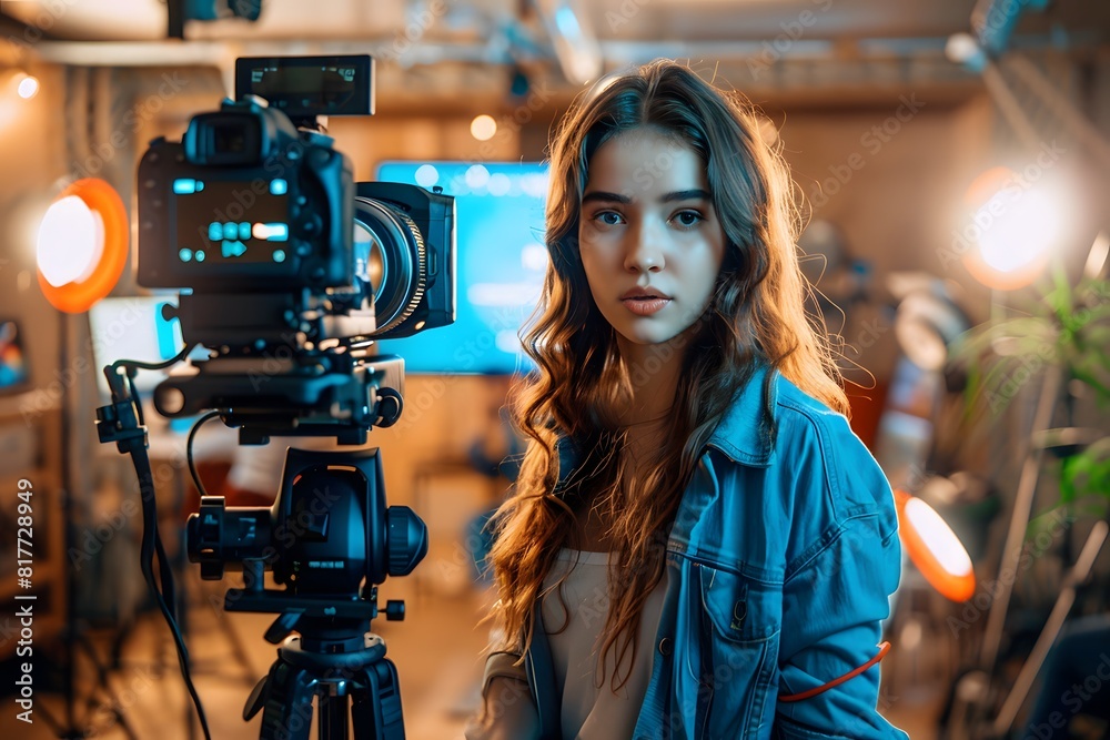 A woman posing for a camera in a simple room A woman posing for a camera in a simple room