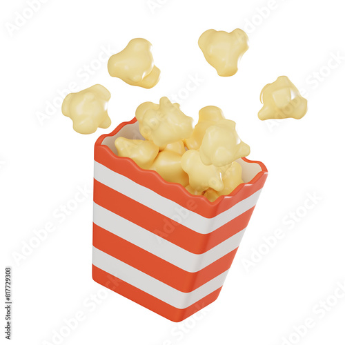 Wallpaper Mural Popcorn Box with Striped Popcorn for Movie Magic. 3D render Torontodigital.ca
