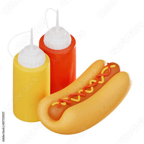 Wallpaper Mural Hotdog Fast Food and Junk Food Concept. 3D Render Torontodigital.ca