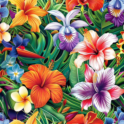 Floral Hawaiian Seamless Pattern