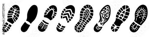 ПечатьFootprints human shoes icon. Set of footprint silhouettes. Human footsteps icon. Vector illustration © chekman