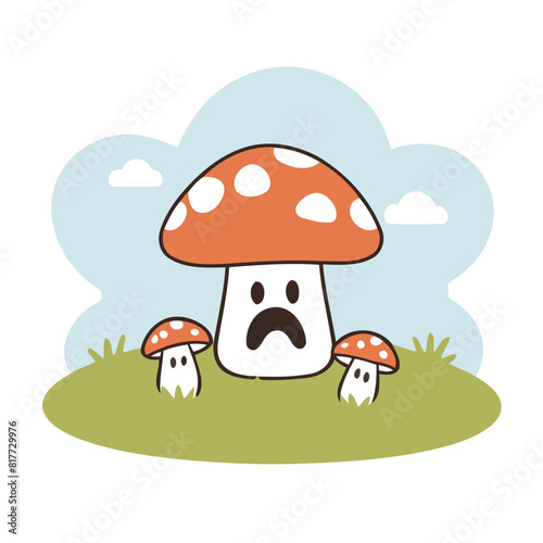 Cute MushroomHouse vector illustration for preschoolers' learning moments