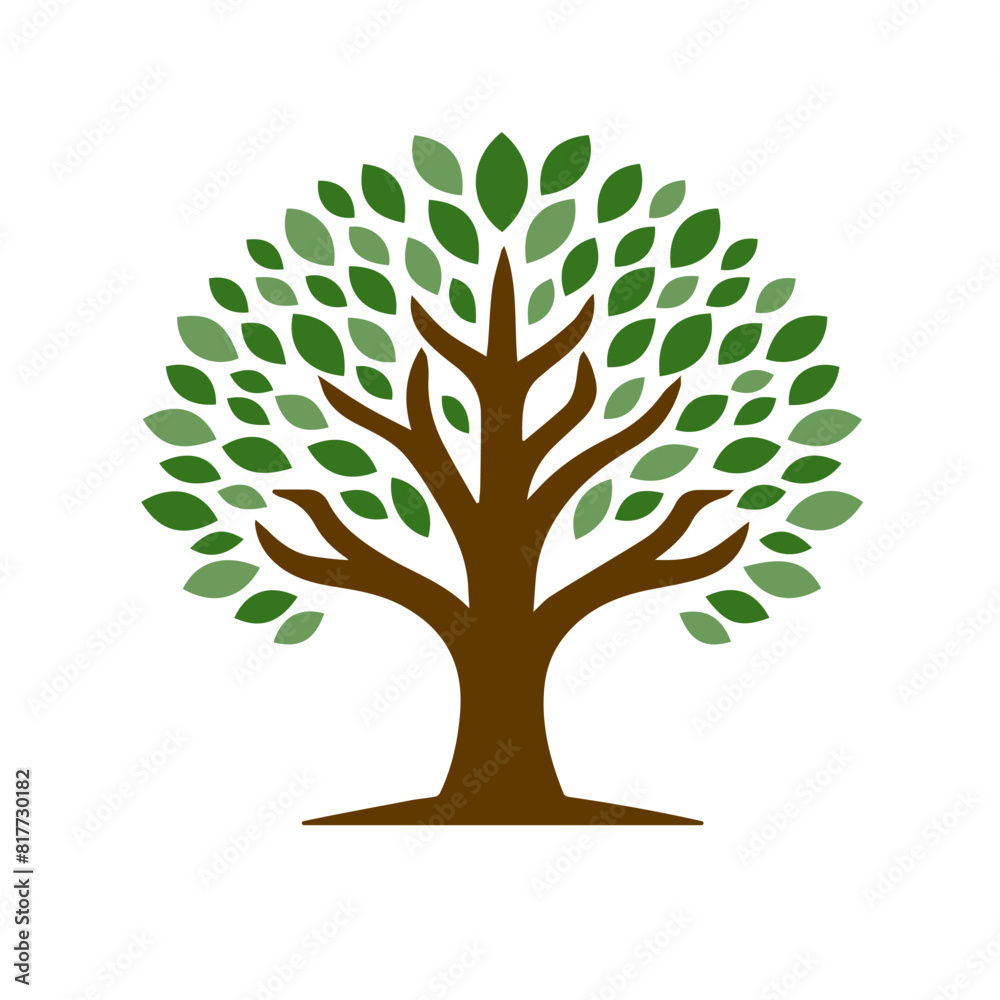 ПечатьTree logo design. Tree icon isolated. Cute tree symbol with leaves. Vector illustration.