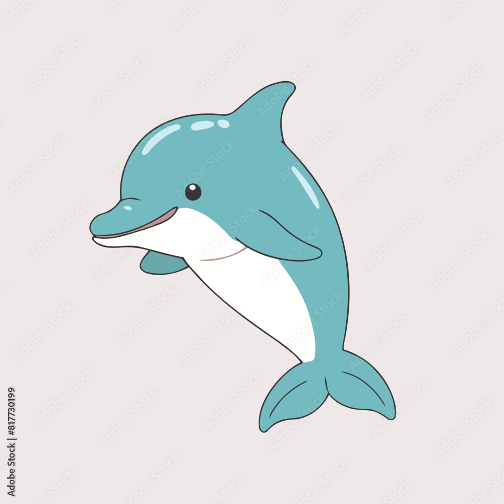 Fototapeta premium Cute Dolphin for toddlers books vector illustration