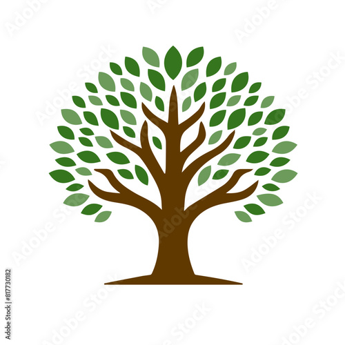 ПечатьTree logo design. Tree icon isolated. Cute tree symbol with leaves. Vector illustration.