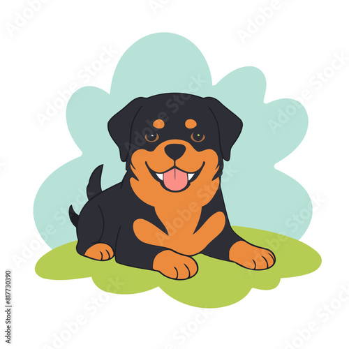 Vector illustration of a playful Rottweiler for preschoolers' storytime