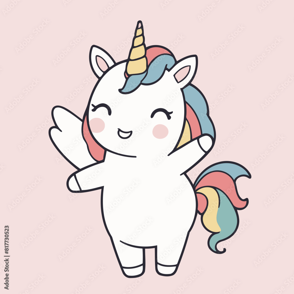 Vector illustration of a charming Unicorn for toddlers' learning adventures Vector illustration of a charming Unicorn for toddlers' learning adventures
