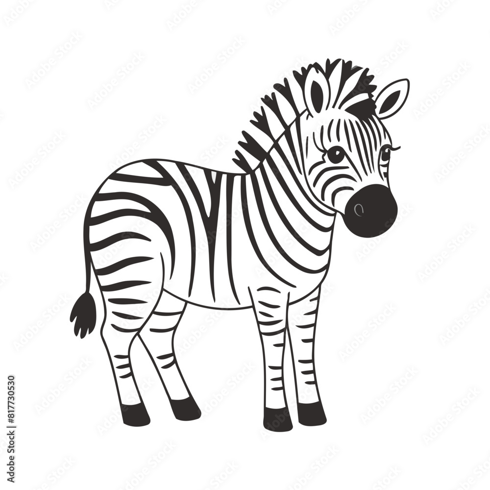 Fototapeta premium Vector illustration of a winsome Zebra for children's literature