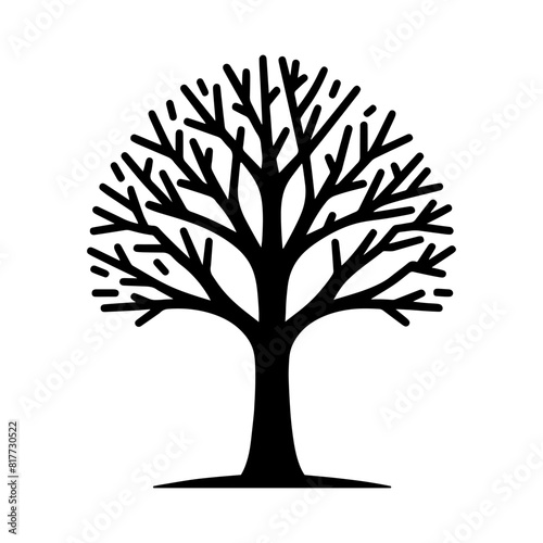 ПечTree logo design. Tree icon isolated. Black tree symbol with leaves. Vector illustration.ать