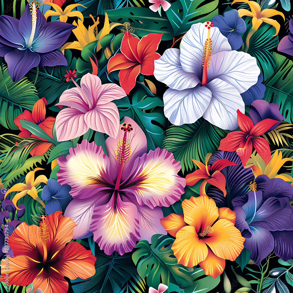 Floral Hawaiian Seamless Pattern