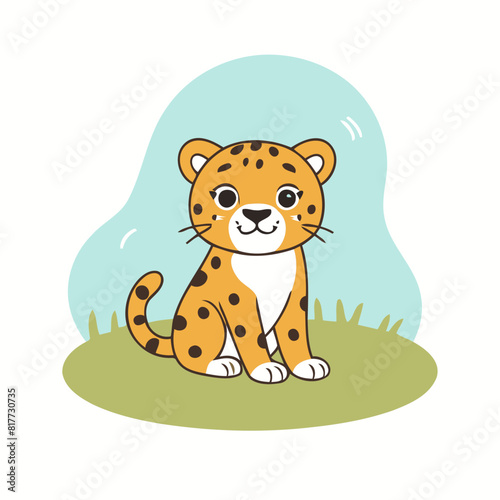 Vector illustration of a cute Cheetah for children