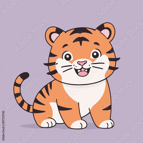 Vector illustration of an adorable Tiger for young readers  books