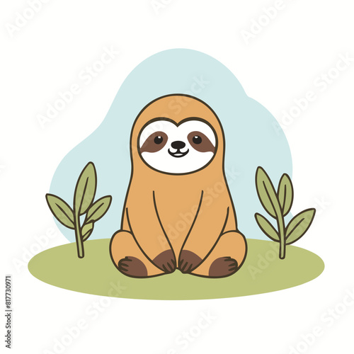 Vector illustration of an enchanting Sloth for kids' storytelling