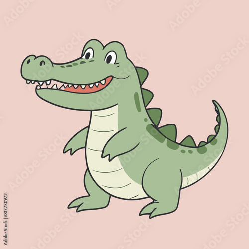 Cute vector illustration of a Crocodile for toddlers story books