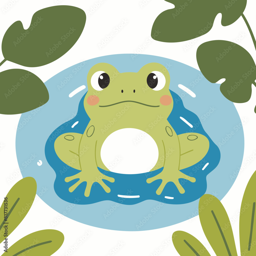 Obraz premium Vector illustration of a cute Frog for toddlers
