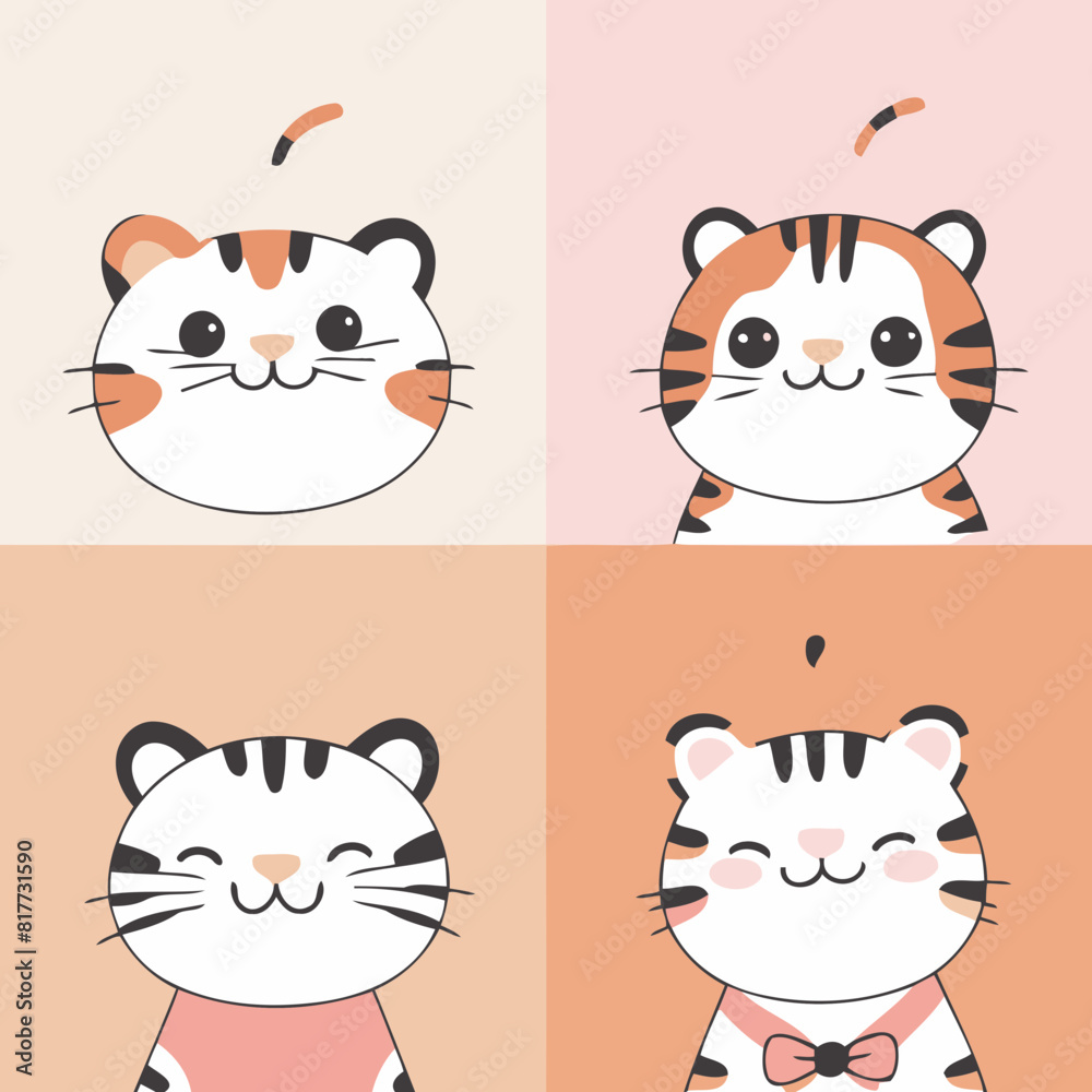 Fototapeta premium Cute Tiger for young readers' picture book vector illustration