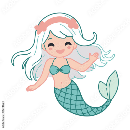 Cute Mermaid for children's bedtime stories vector illustration