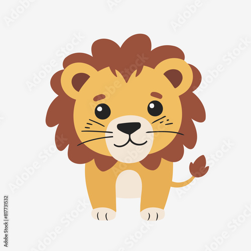 Cute vector illustration of a Lion for kids  reading time