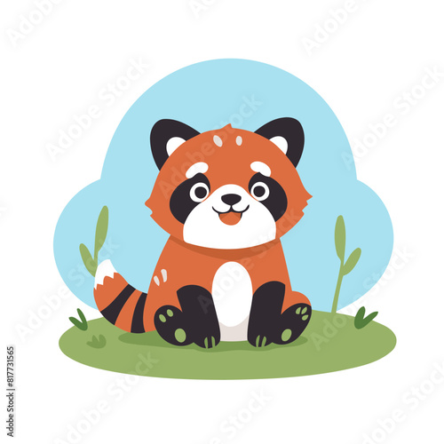 Vector illustration of a cute RedPanda for toddlers