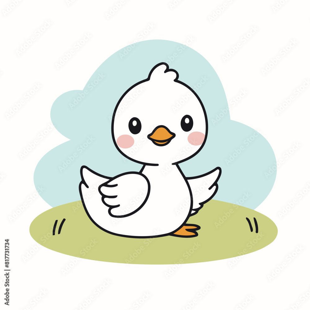 Vector illustration of a cute Swan for kids story book
