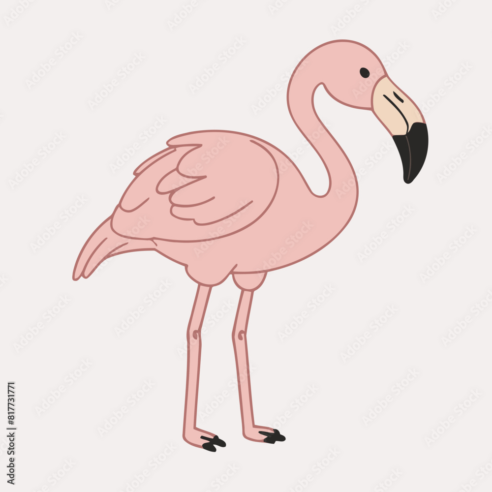Fototapeta premium Cute Flamingo for children's bedtime stories vector illustration