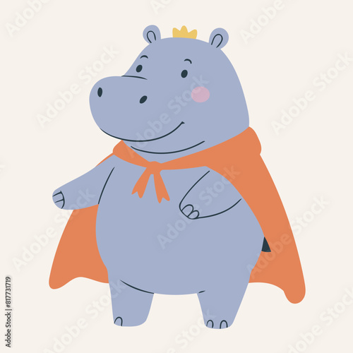 Cute Hippo for toddlers books vector illustration